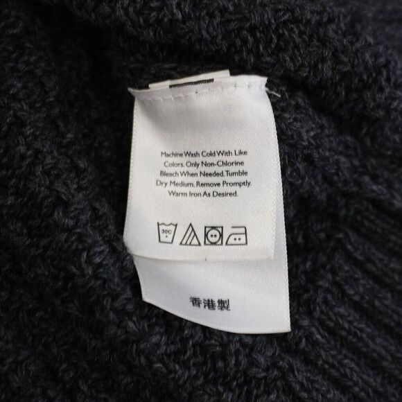 Eddie Bauer Large Gray Cotton Cable Knit Sweater Button 1/4 Zip Pullover - Picture 10 of 12